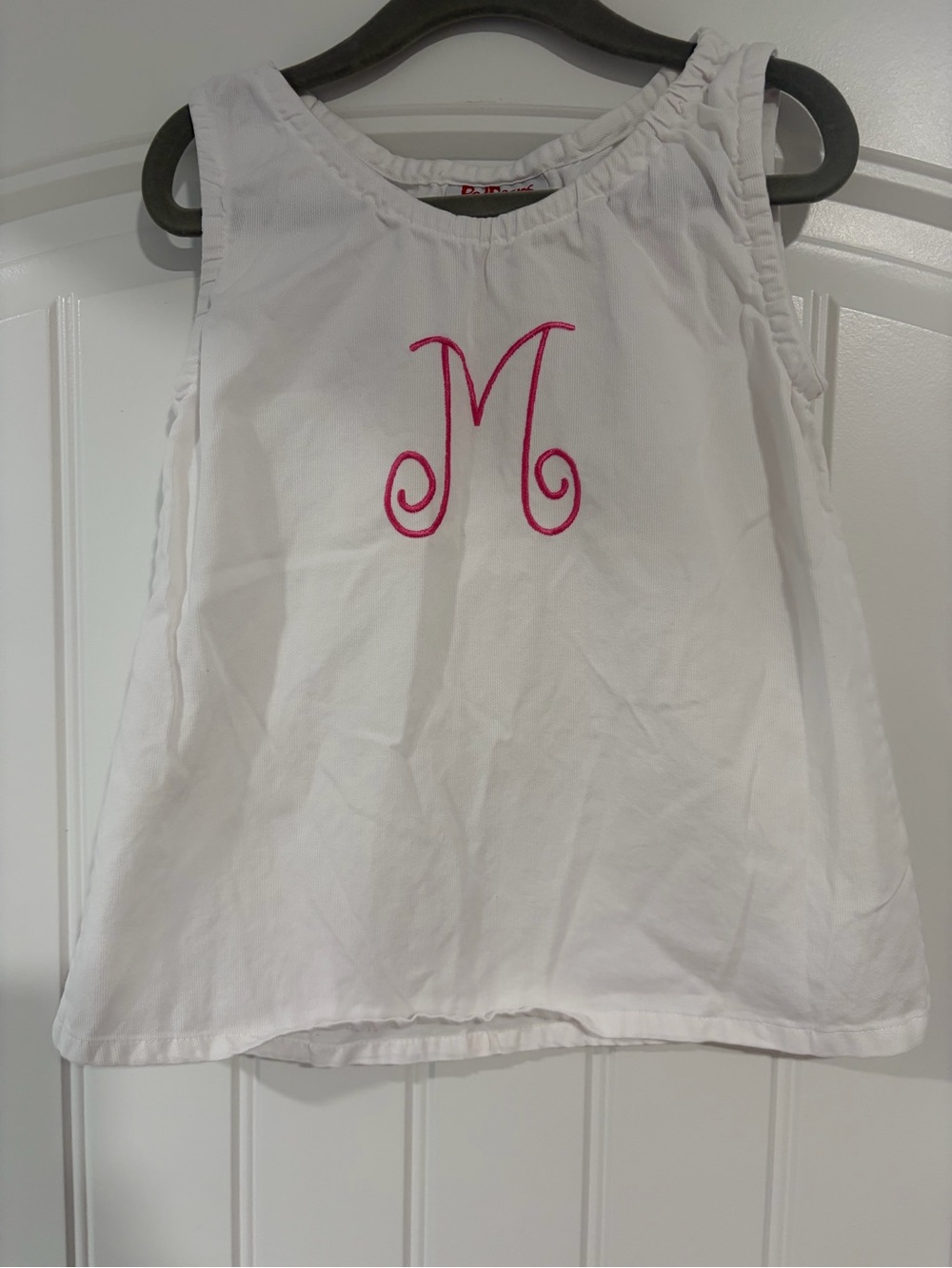 White Girls' Embroidered Monogram Tank Top - Pink M